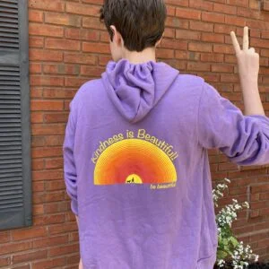 Be Beautiful Full-Zip Hooded Sweatshirt Heather Team Purple*Art on back